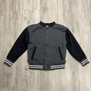 Old Navy Grey & Black Varsity Style Bomber Jacket - Kid Size S